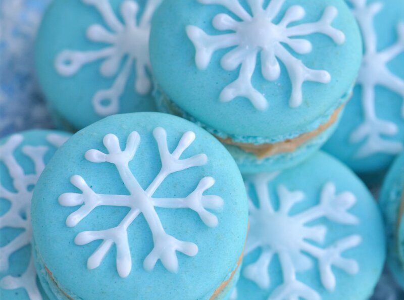 Blue Macarons with Snowflakes — Light Blue