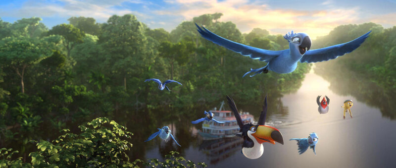 Blue Macaw Flying