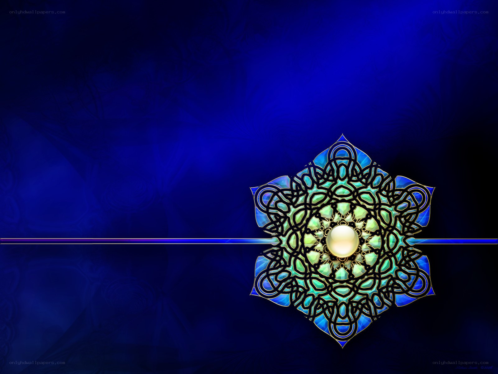 blue mandala with central pearl