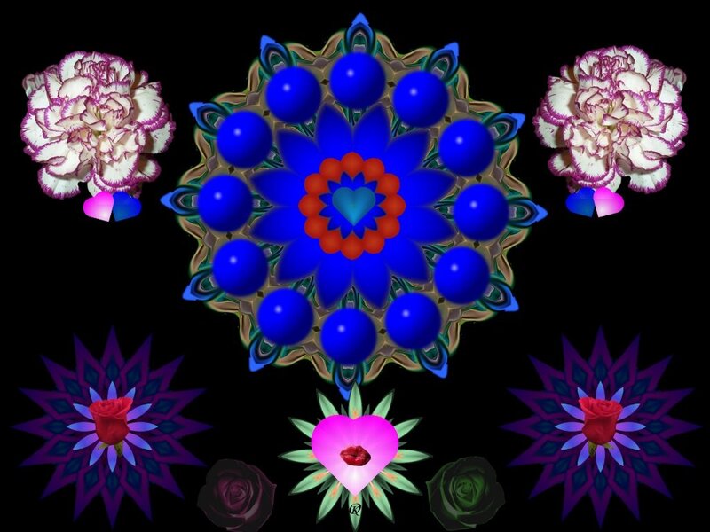 Blue Mandala with Flowers — Colorful