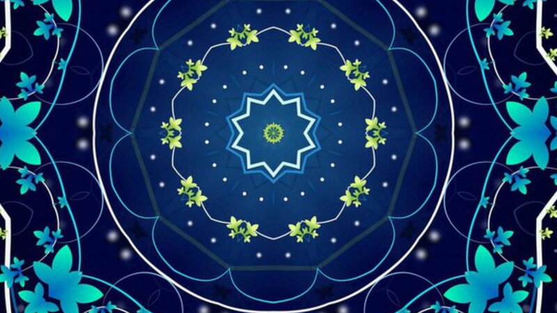 Blue Mandala with Flowers