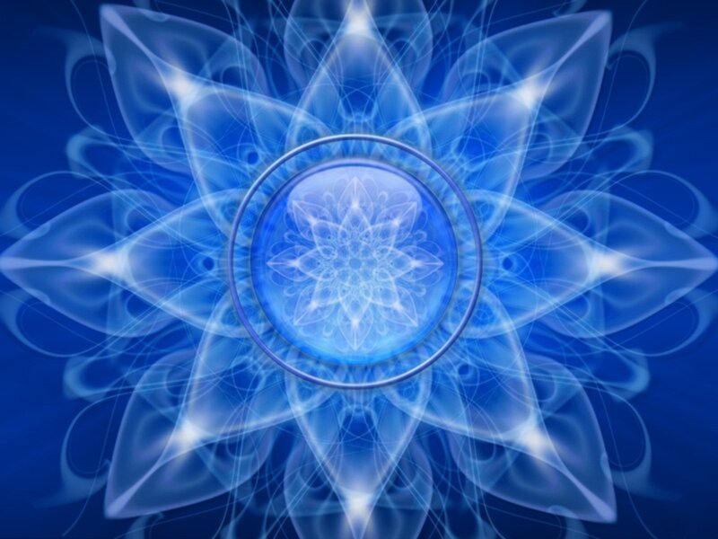 Blue mandala with glowing center