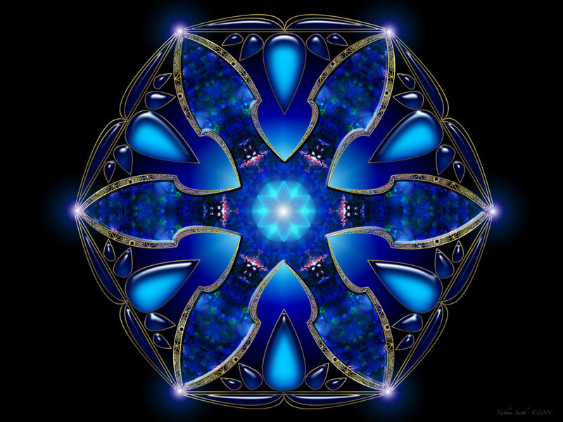 Blue mandala with golden accents