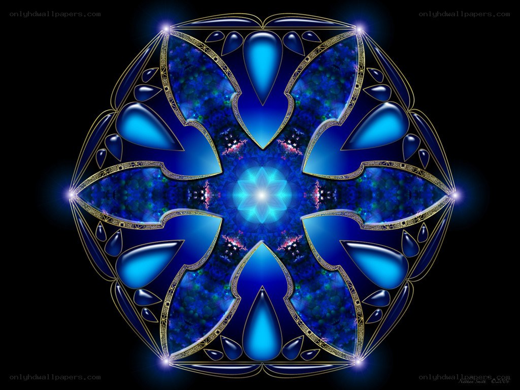 Blue mandala with golden accents