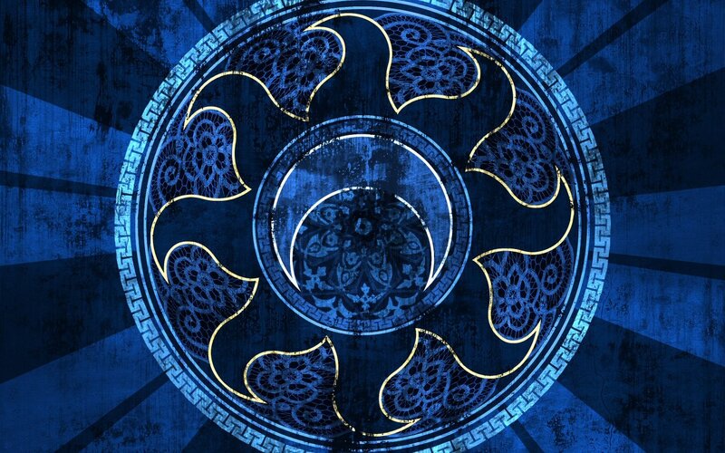blue mandala with golden accents