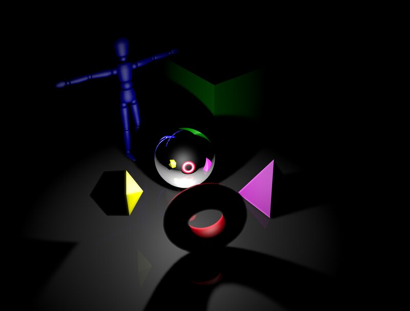 Blue Mannequin with Shapes