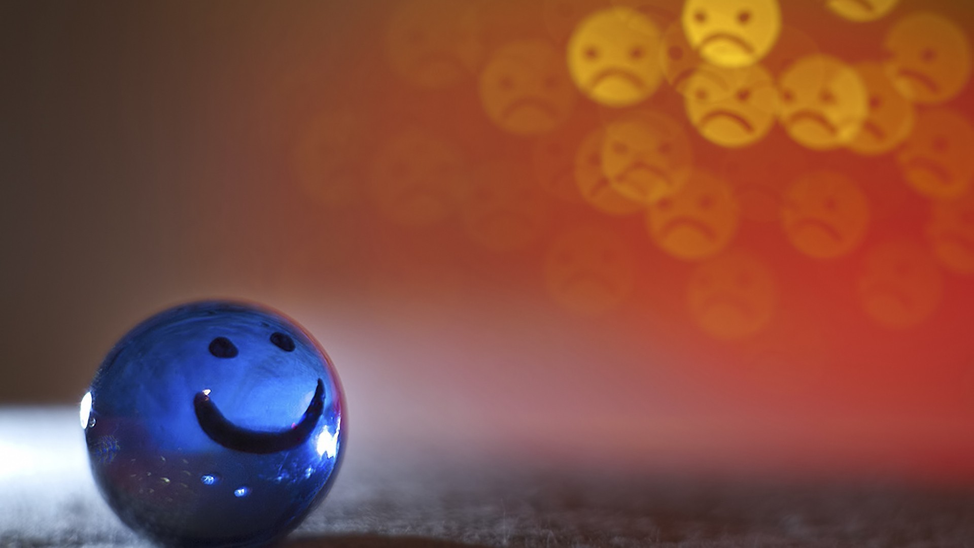 blue marble with smiley face