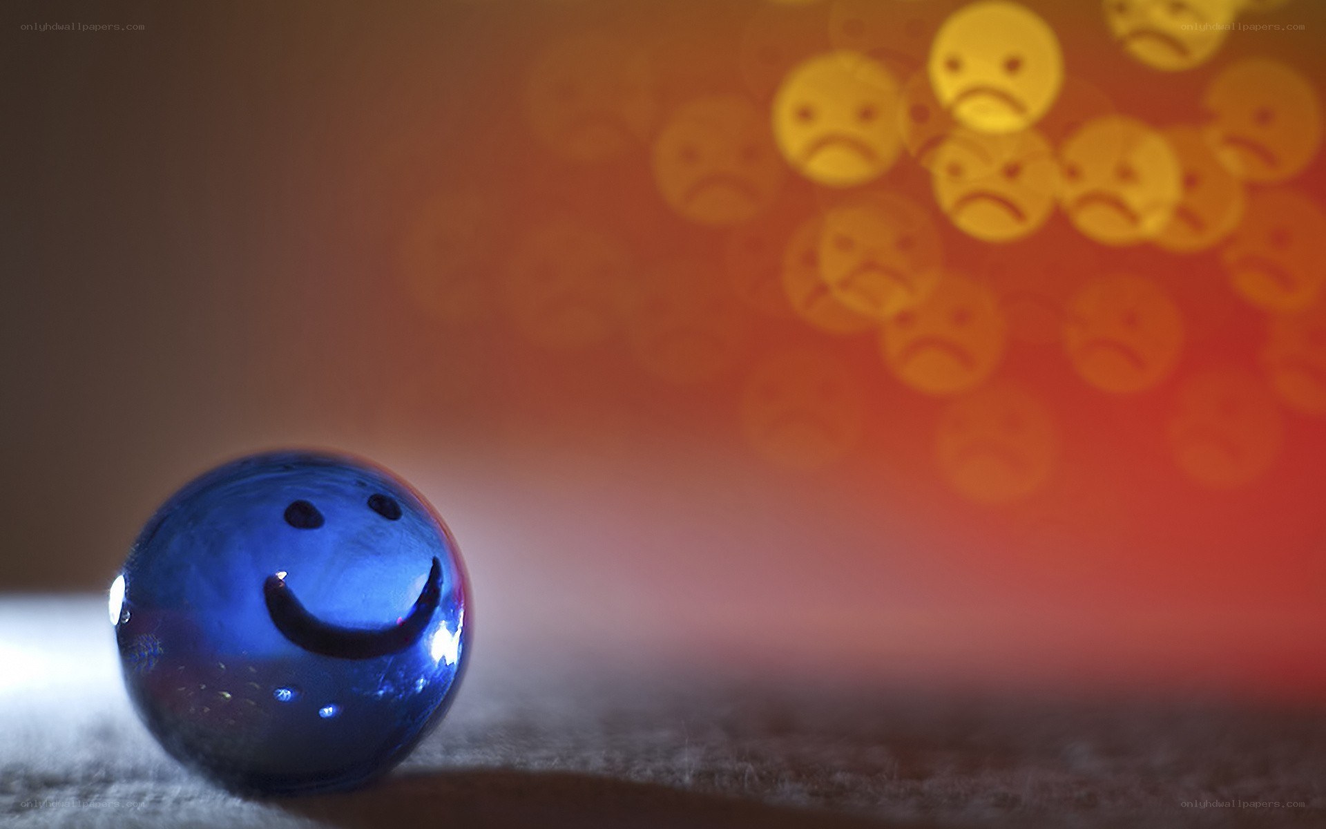 blue marble with smiley face