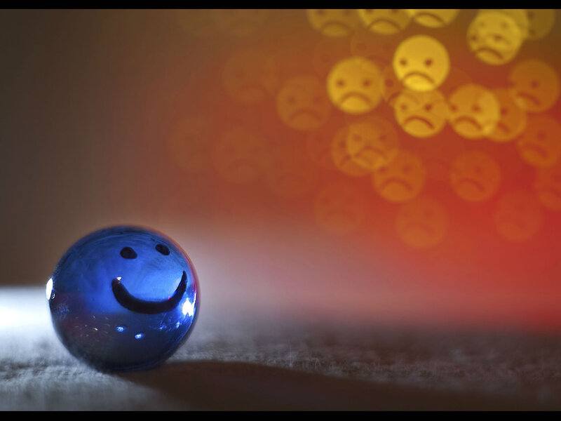 Blue Marble with Smiley Face — Dramatic