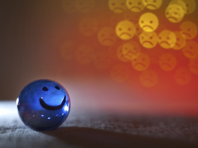 Blue marble with smiley face