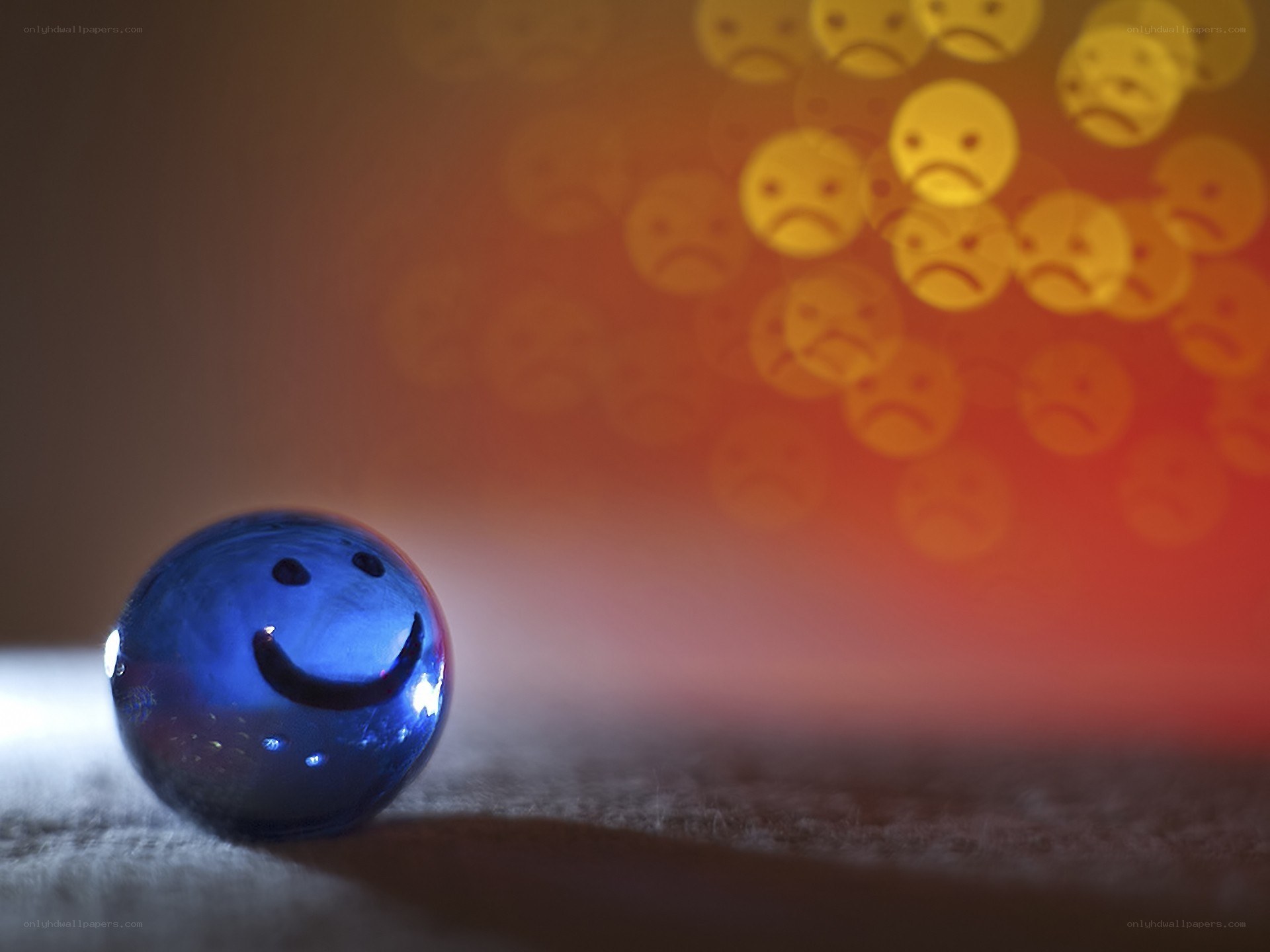 Blue marble with smiley face