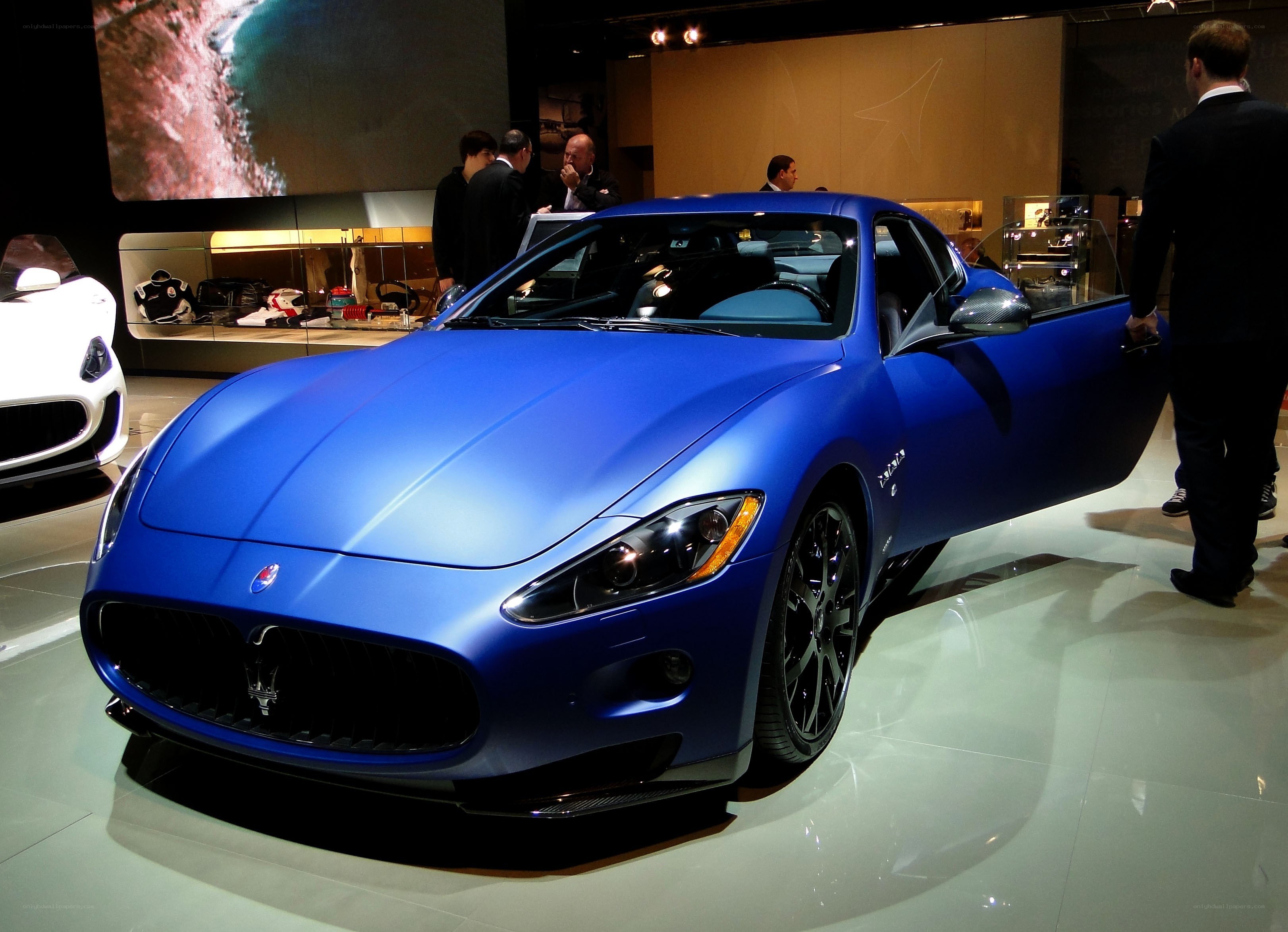 Blue Maserati on display