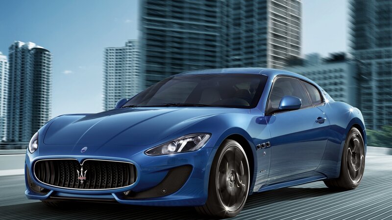 Blue Maserati sports car