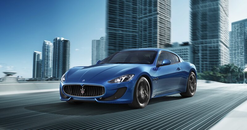 Blue Maserati sports car