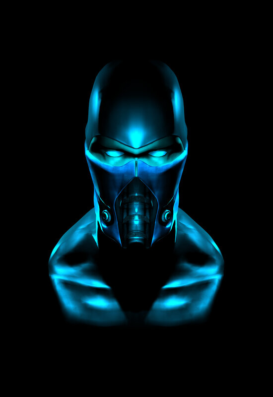blue masked figure