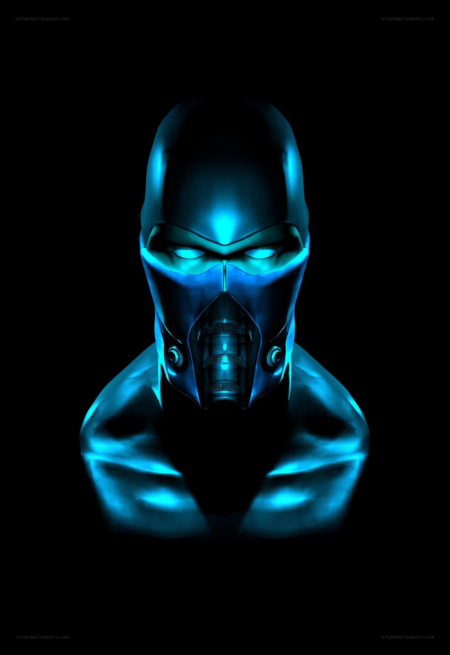blue masked figure