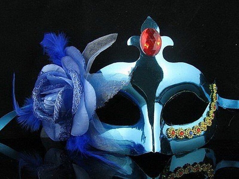 Blue Masquerade Mask — Dramatic