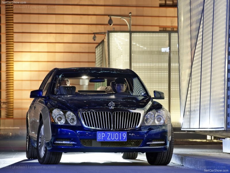 blue maybach luxury sedan