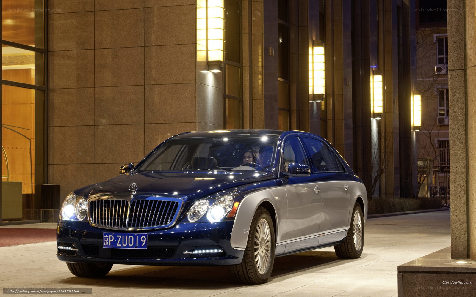 blue maybach luxury sedan