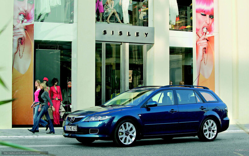 Blue Mazda 6 Wagon on City Street