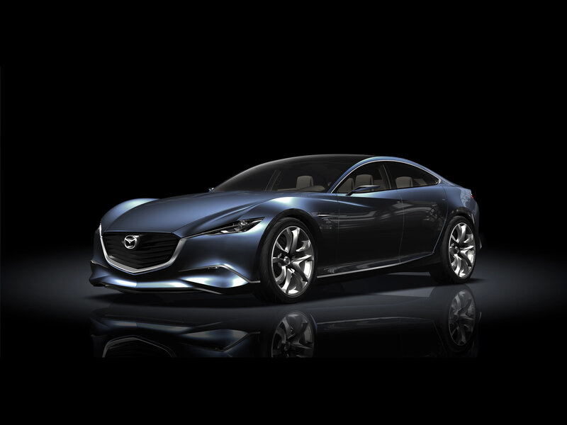 Blue Mazda Concept Car — Dramatic, 3d Render, Reflection