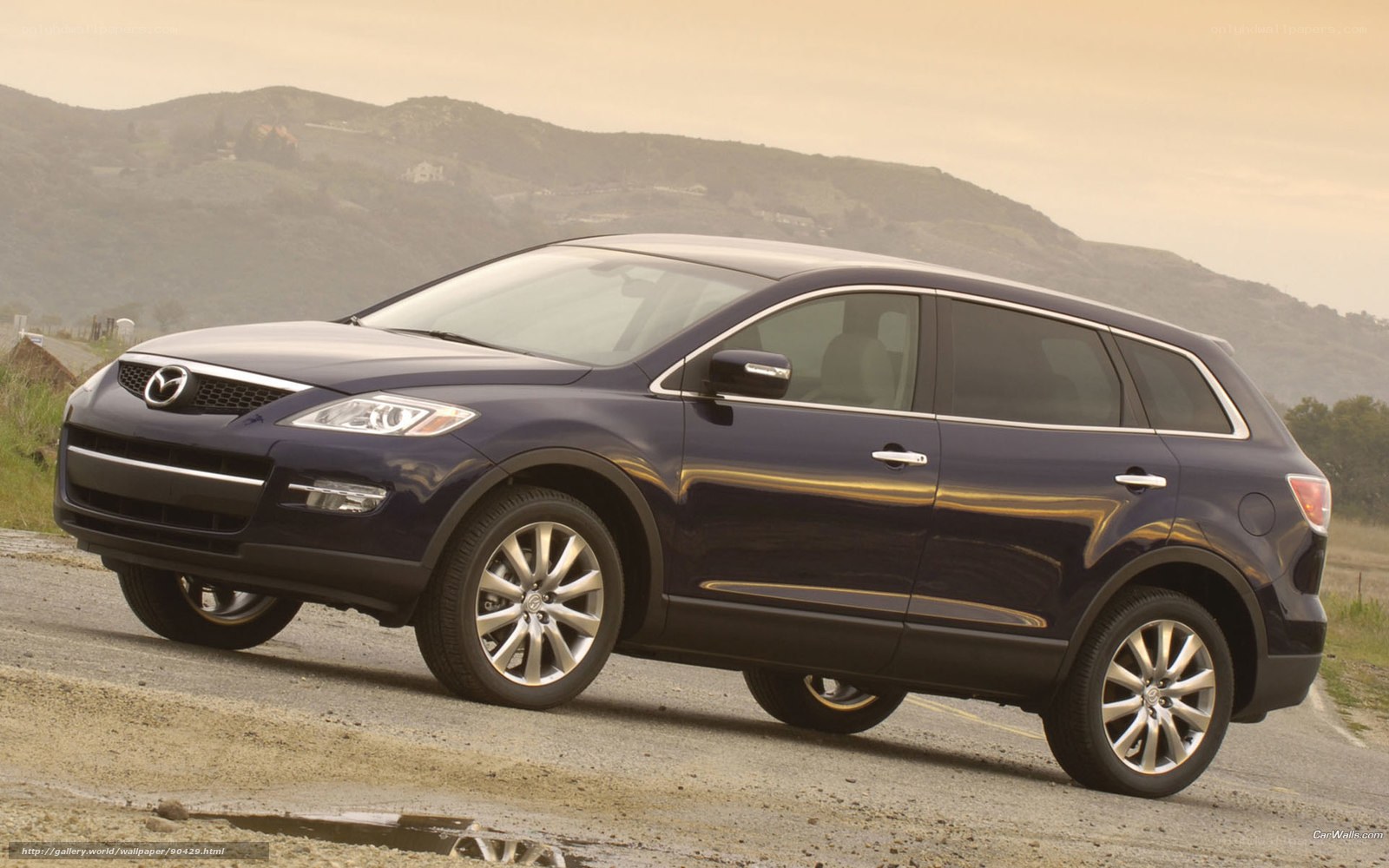 Blue Mazda CX-9 on a road