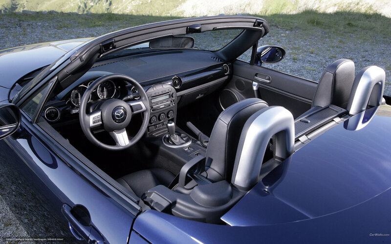 Blue Mazda Miata interior