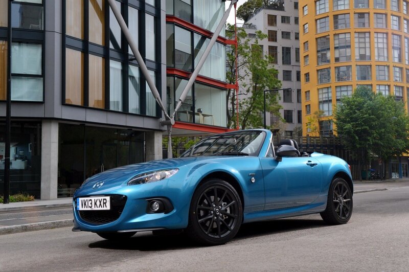 Blue Mazda MX-5 convertible