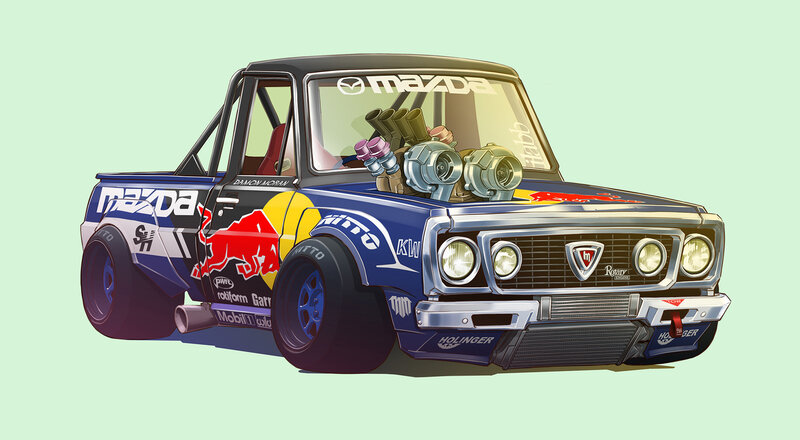Blue Mazda Pickup Truck