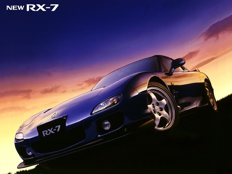 Blue Mazda RX-7 sports car