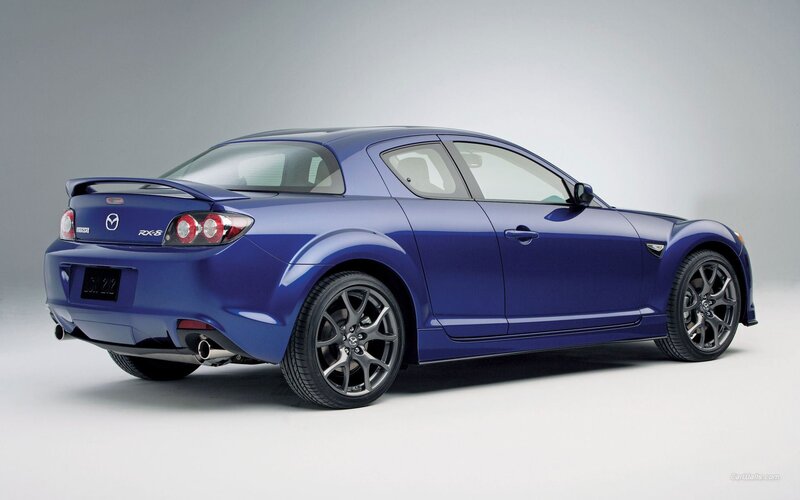 blue mazda rx-8 sports car