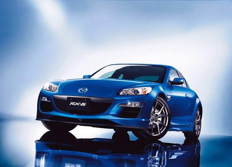 Blue Mazda RX-8 sports car