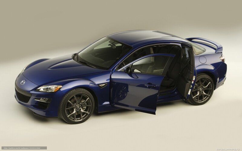 blue mazda rx-8 sports car