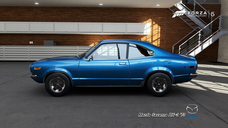 Blue Mazda Savanna Rx-3 — Calm, Afternoon