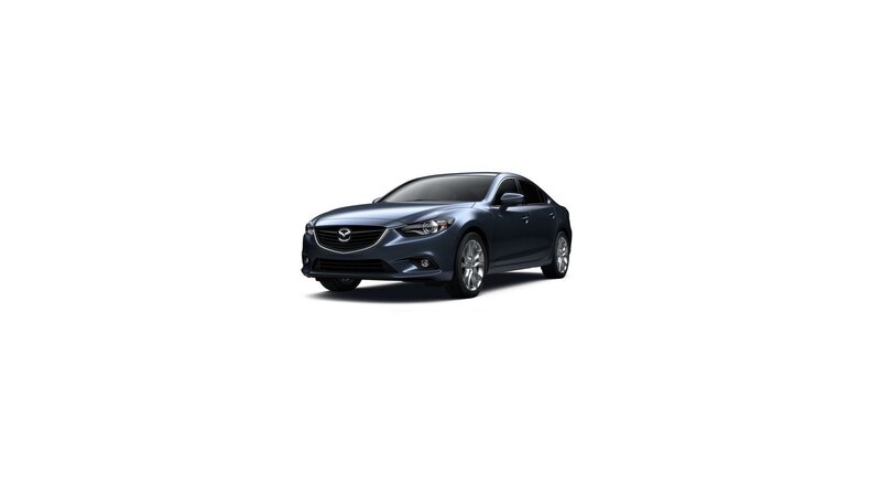 blue mazda sedan car