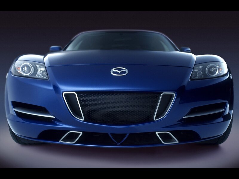 Blue Mazda sports car front view