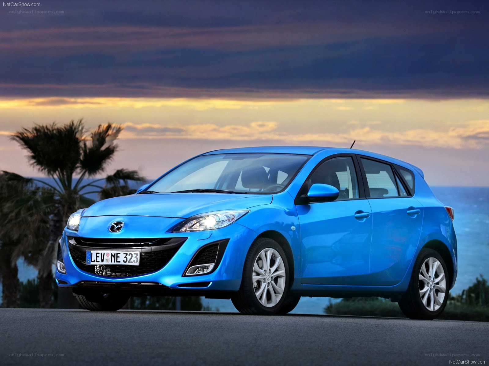 Blue Mazda3 hatchback car