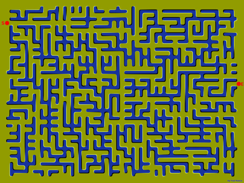 Blue Maze on Green Background — Puzzling