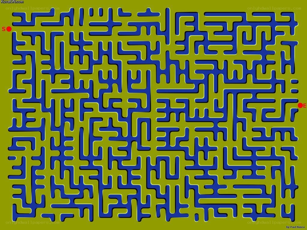 blue maze on green background