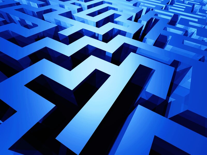 Blue Maze Structure — Abstract