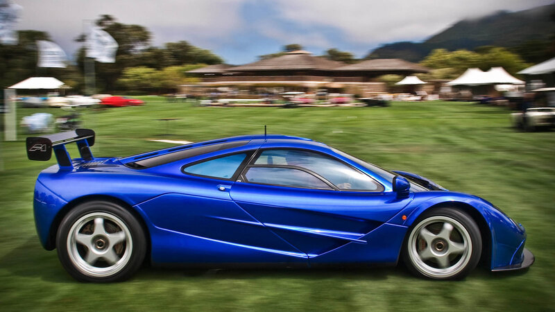 Blue McLaren F1 on grass