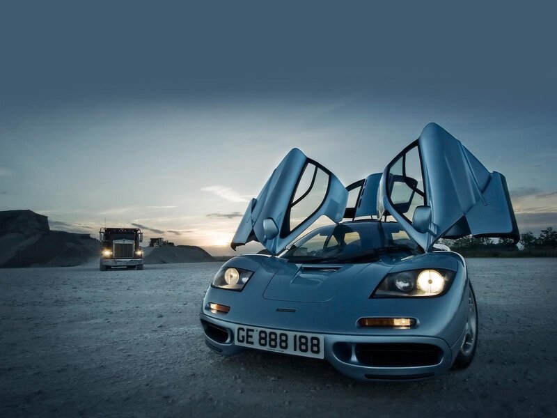 Blue McLaren F1 with doors open