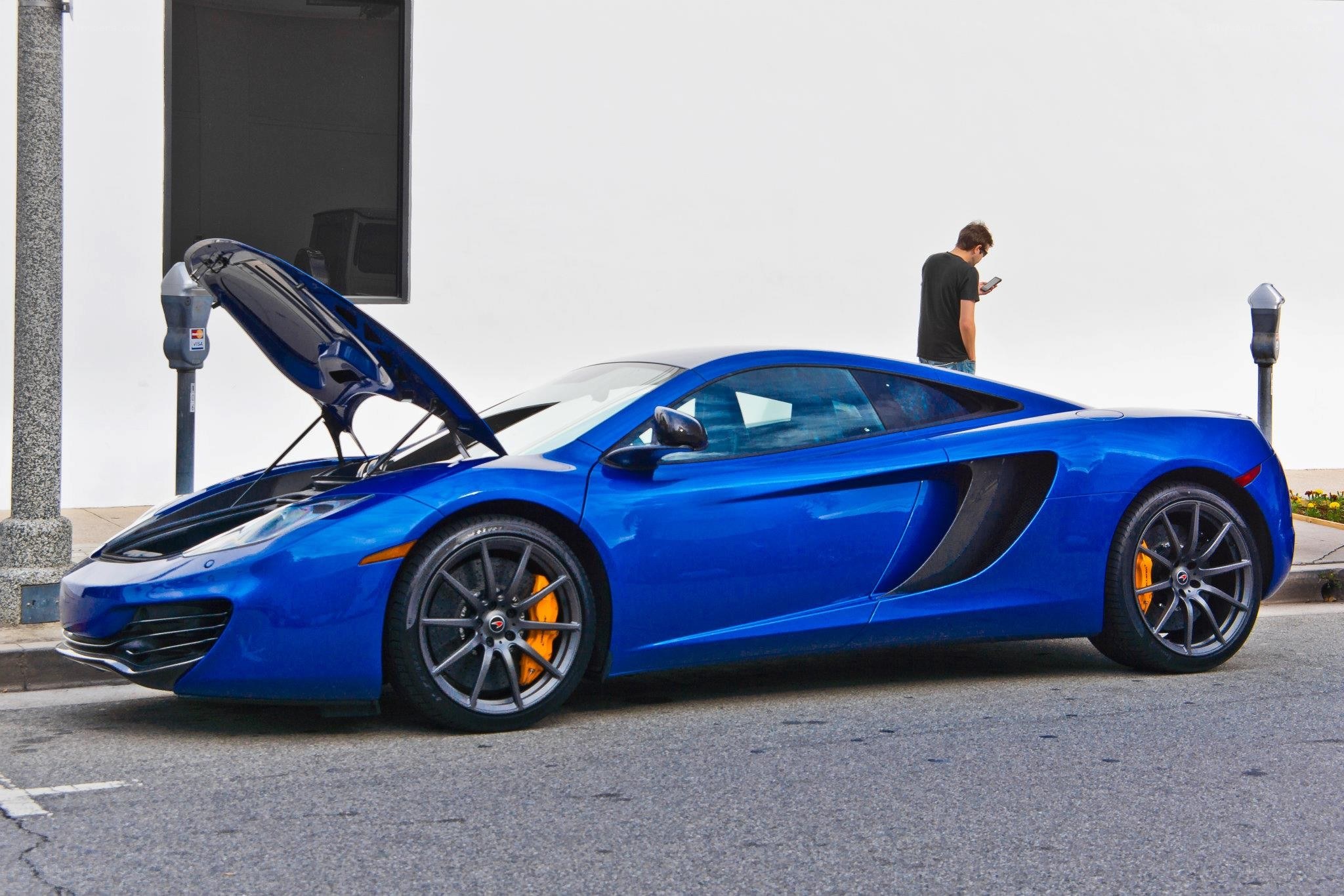 Blue McLaren with open hood