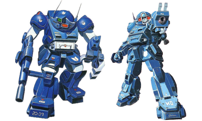 Blue mecha robots