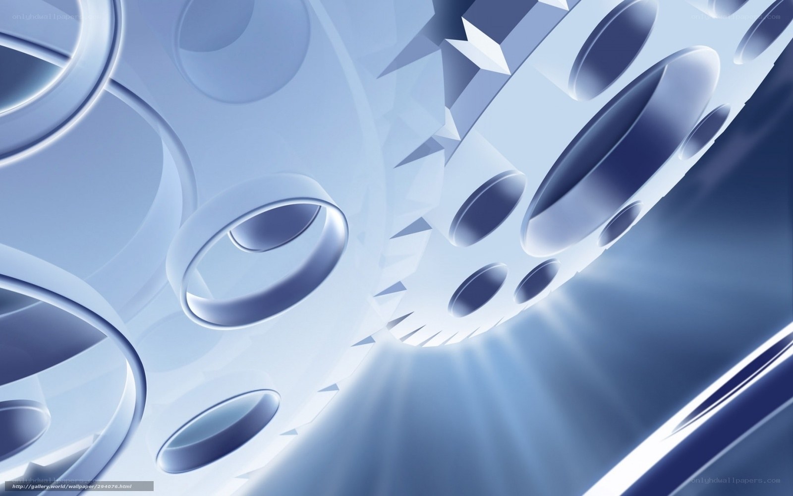 Blue mechanical gears abstract