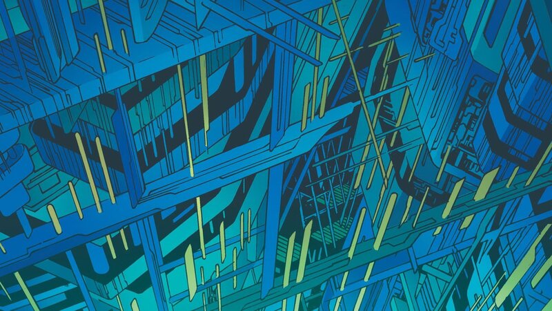 Blue Mechanical Structure — Dramatic, Anime
