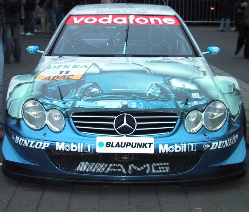 blue mercedes amg race car