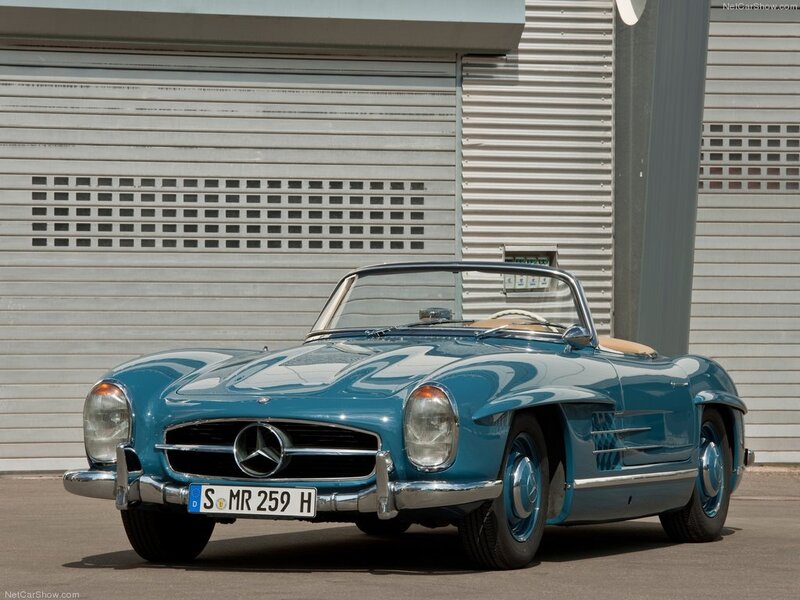 Blue Mercedes-benz 300SL Roadster