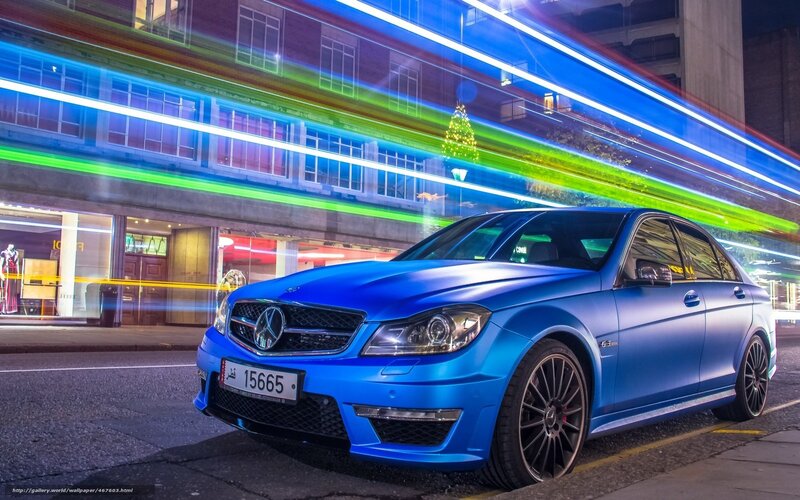 Blue Mercedes-Benz C63 AMG