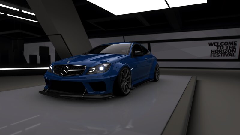 Blue Mercedes-benz Car — Dramatic, 3d Render
